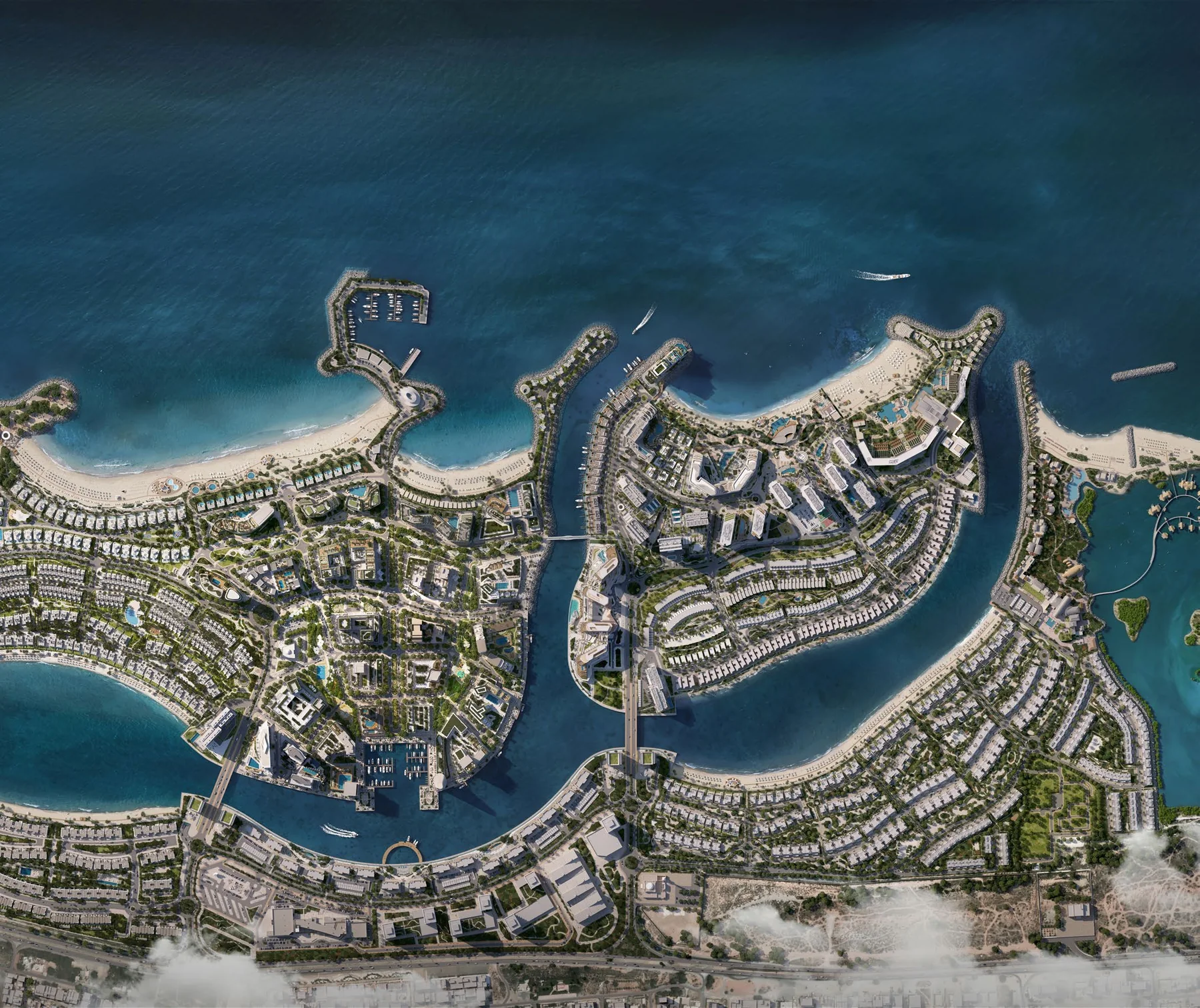 Aerial view of Mina’s islands, beaches, waterways and mangroves
