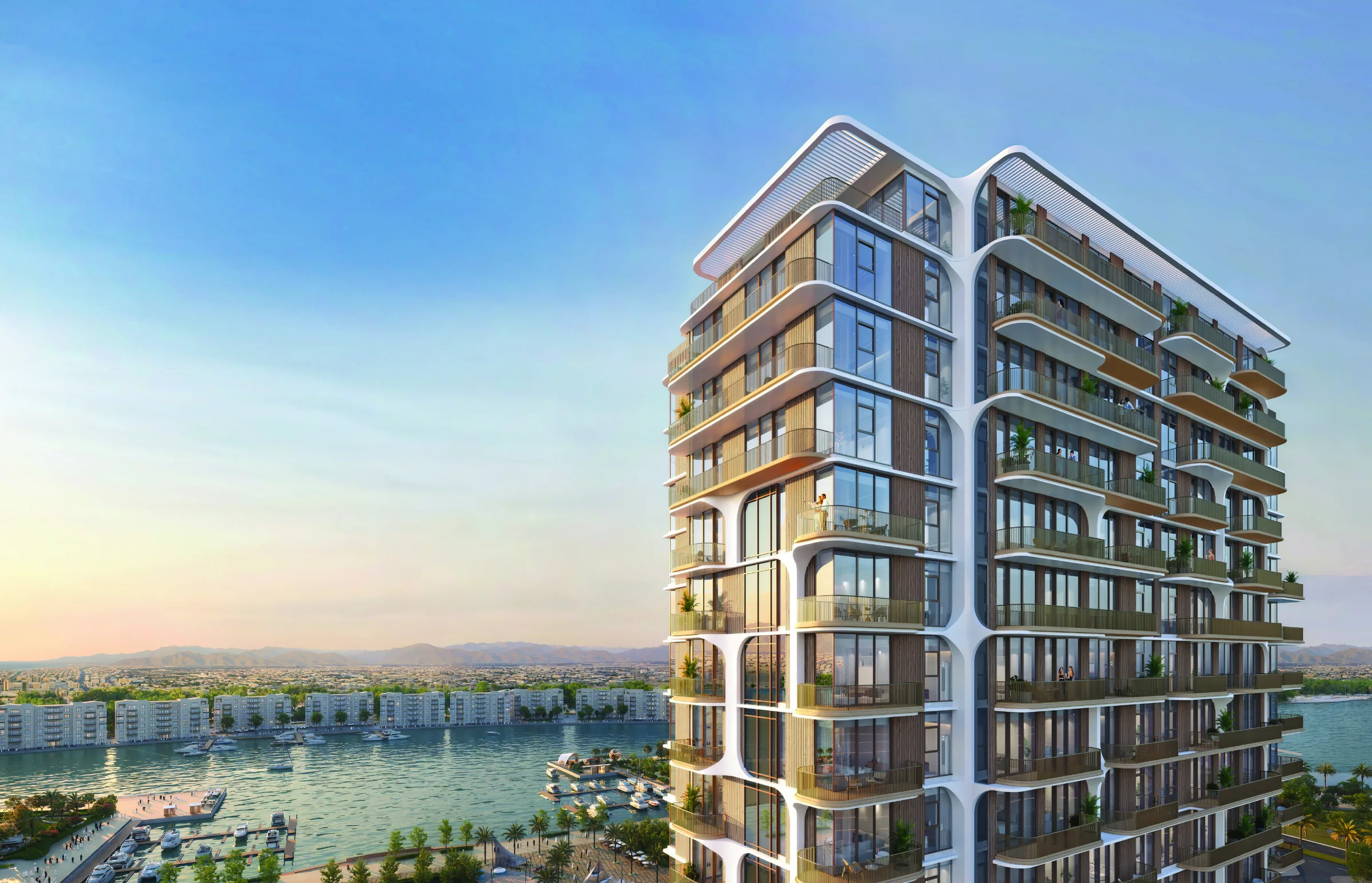 Nura residential building with mountain and waterfront views