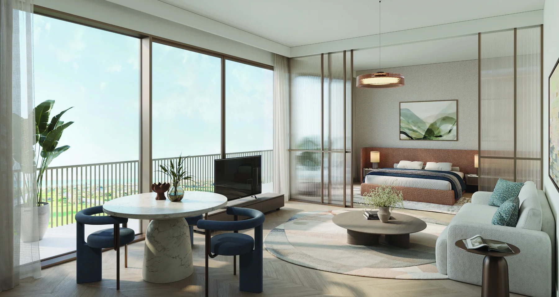 Contemporary living room inside a Nura residence
