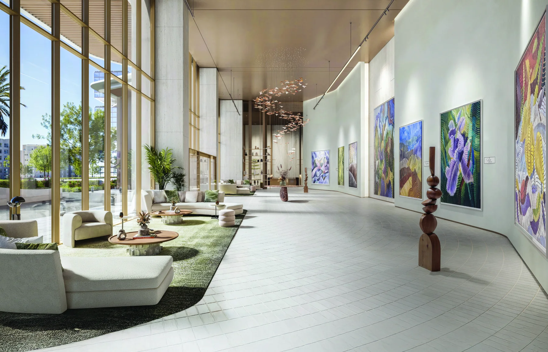 Light-filled gallery lobby at Nura
